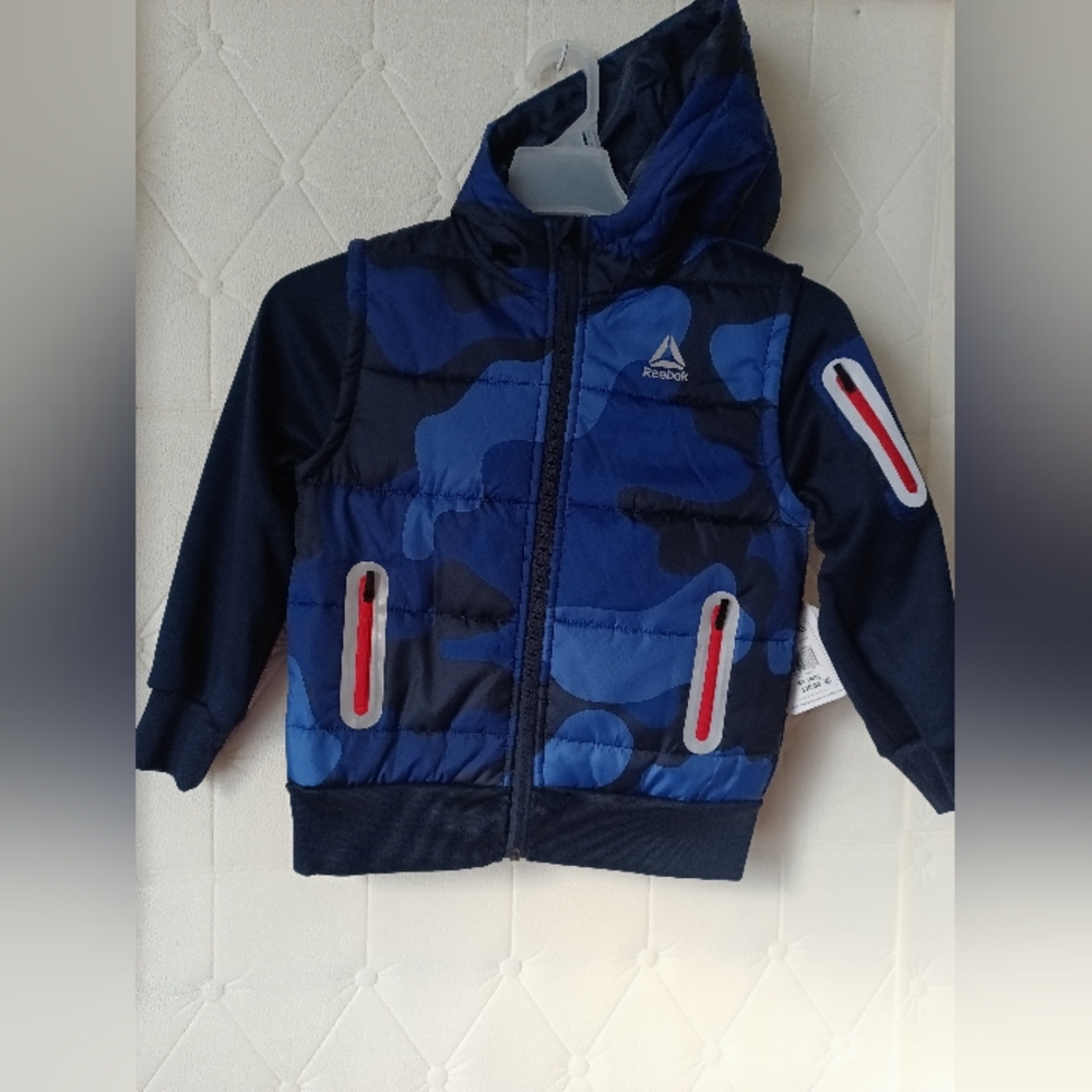 Reebok Kids Hybrid Navy Camo Jacket SIZE XS(4-5)